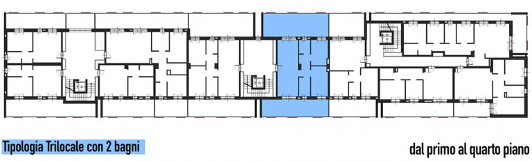 Posizione trilocali 2 bagni di nuova costruzione a MIlano. Progetto Empedocle de La Torrazza cooperativa di abitanti.