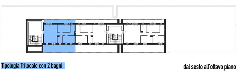 Posizione trilocali 2 bagni di nuova costruzione a MIlano. Progetto Empedocle de La Torrazza cooperativa di abitanti